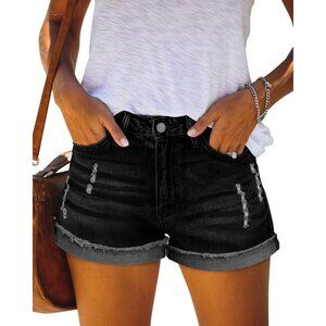 Women's Black Casual Denim Shorts Summer Jeans Stretchy Hot Short Pants